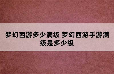 梦幻西游多少满级 梦幻西游手游满级是多少级